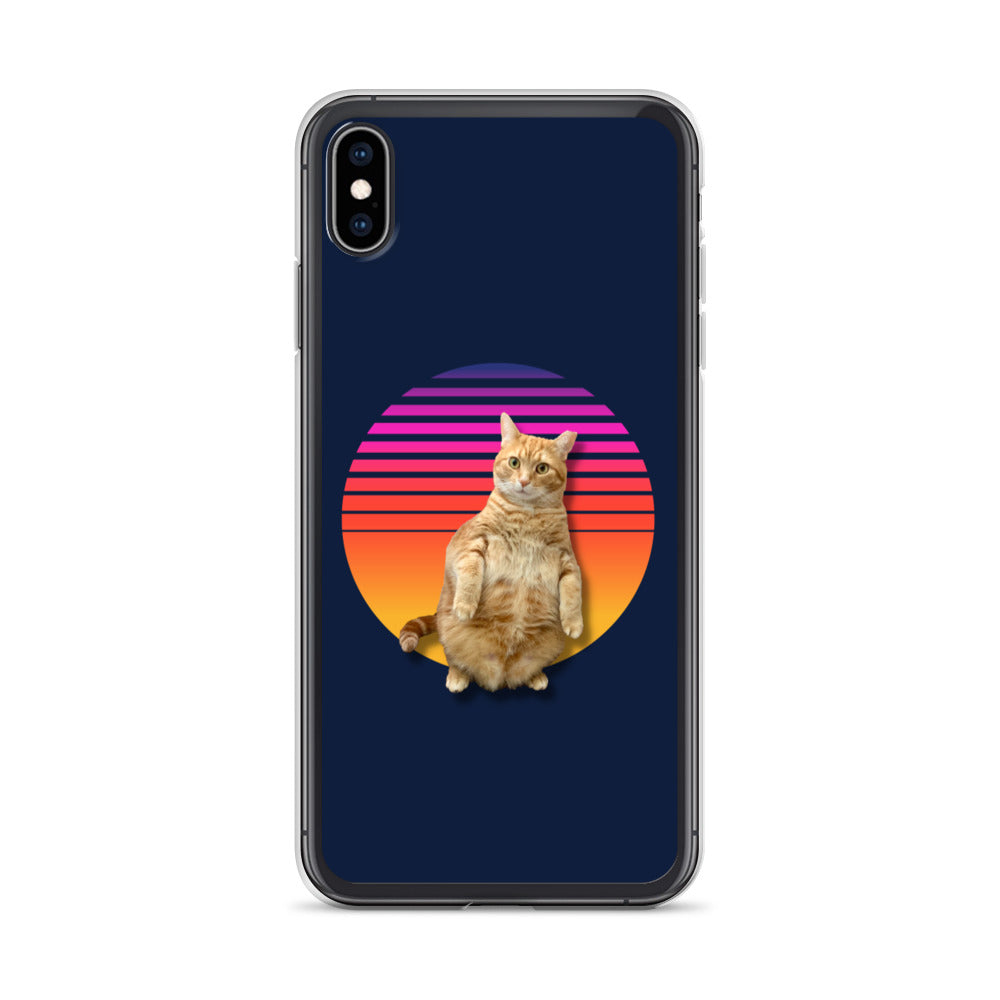 Retro Sunset iPhone Case - Standing Orange Cat