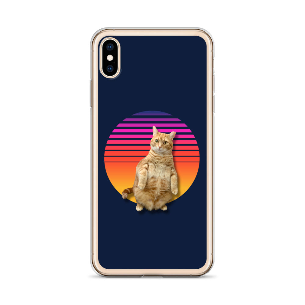 Retro Sunset iPhone Case - Standing Orange Cat