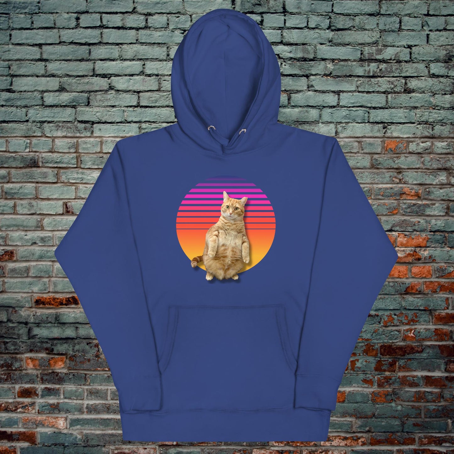 Retro Sunset Standing Cat Hoodie