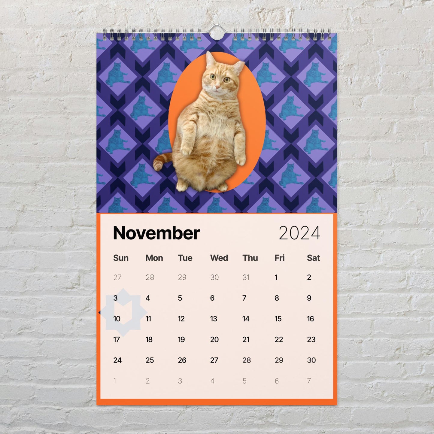 Standing Orange Cat 2024 wall calendar