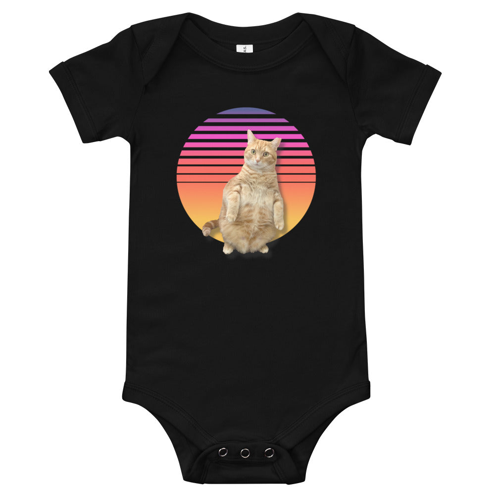 Retro Sunset Cat - Baby Onesie