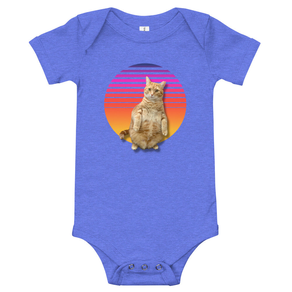 Retro Sunset Cat - Baby Onesie