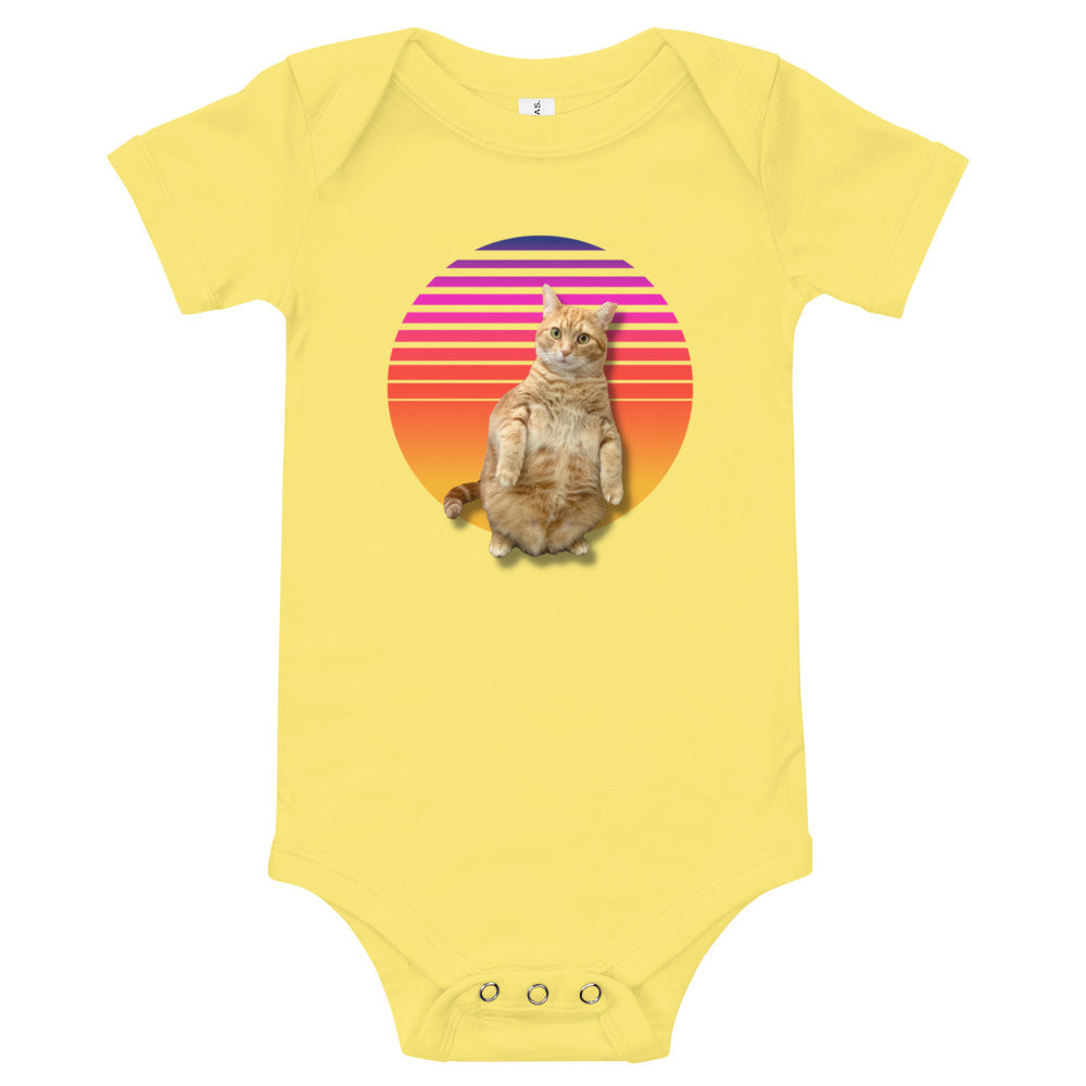 Retro Sunset Cat - Baby Onesie