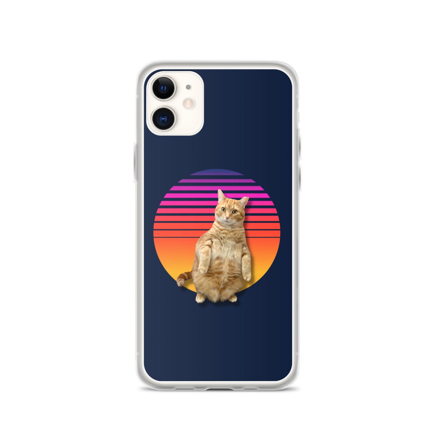 Retro Sunset iPhone Case - Standing Orange Cat