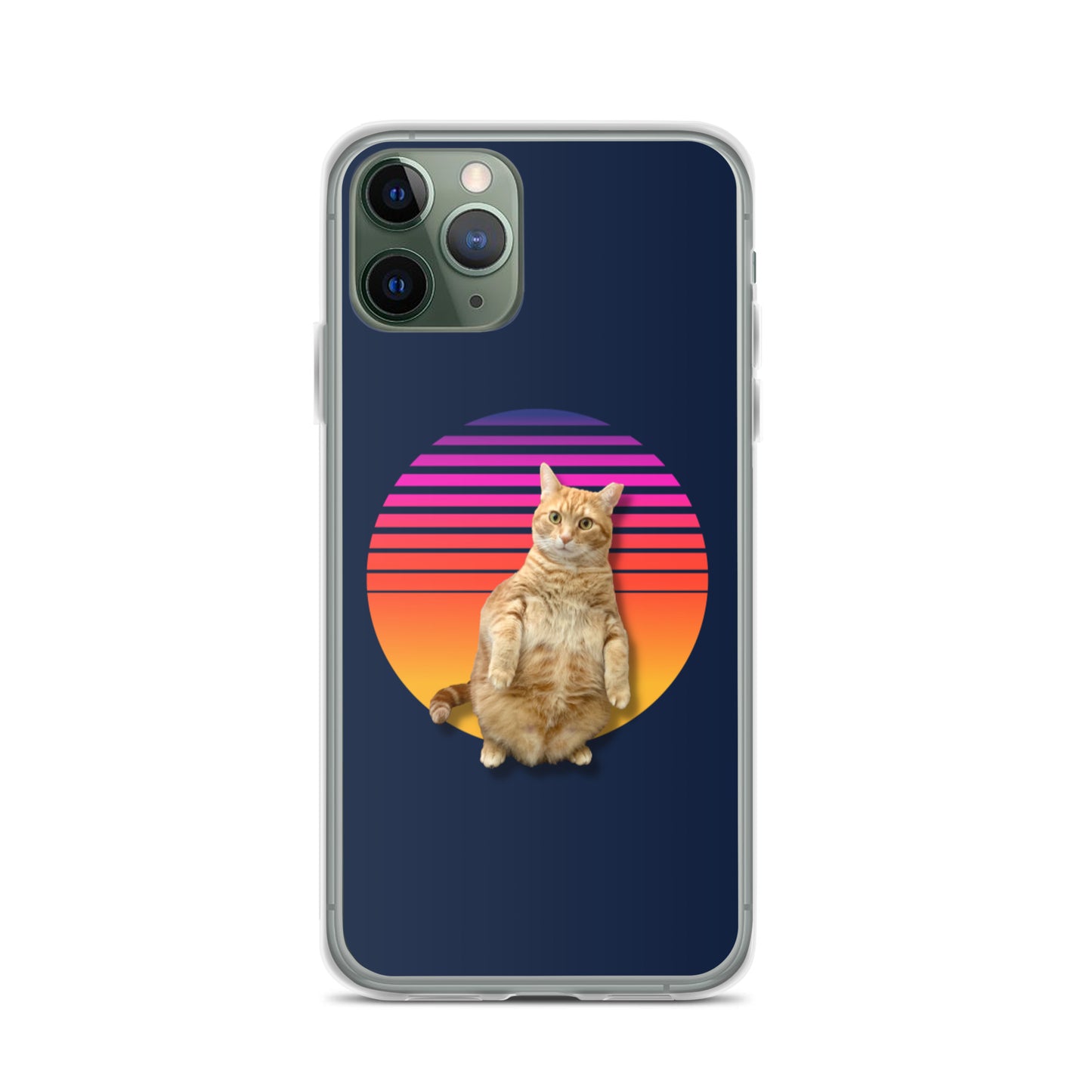 Retro Sunset iPhone Case - Standing Orange Cat