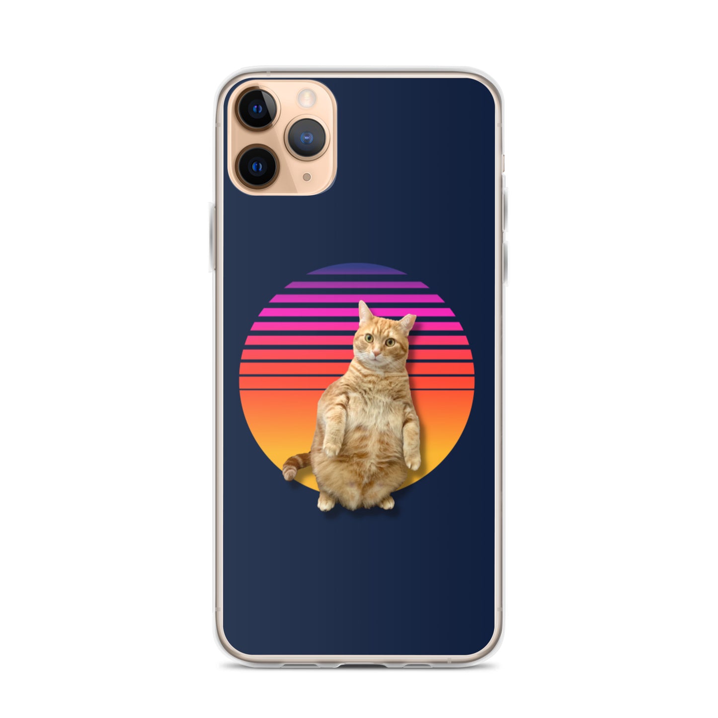 Retro Sunset iPhone Case - Standing Orange Cat