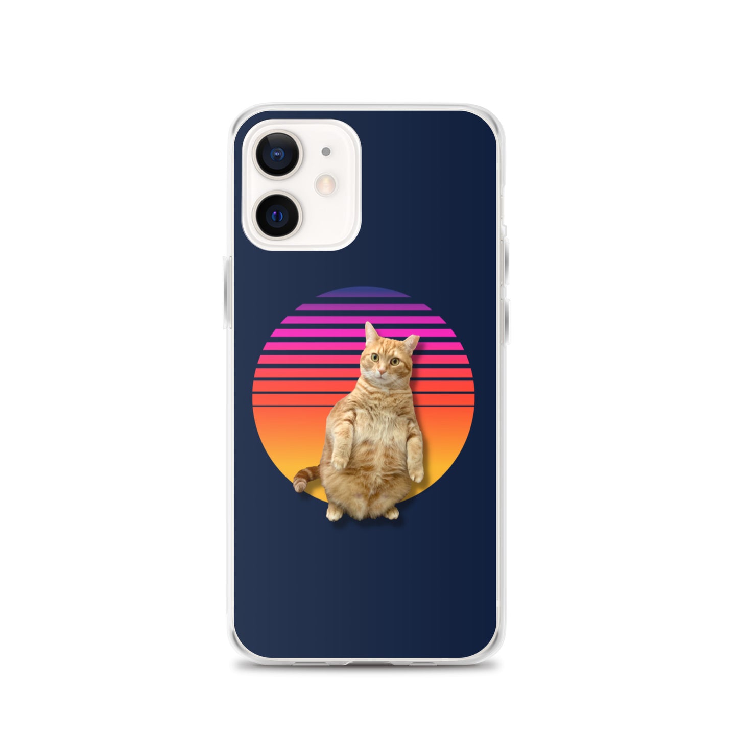 Retro Sunset iPhone Case - Standing Orange Cat