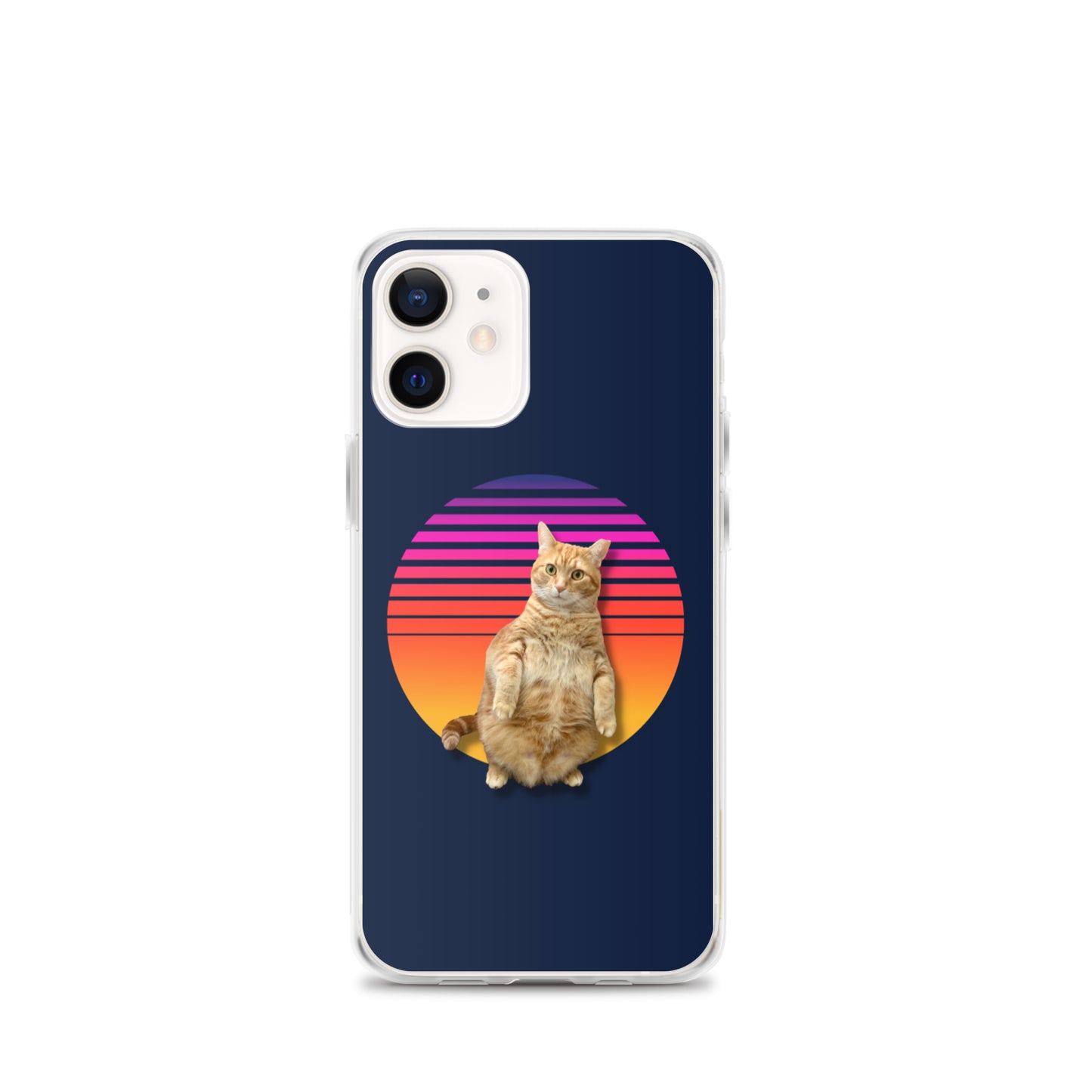 Retro Sunset iPhone Case - Standing Orange Cat