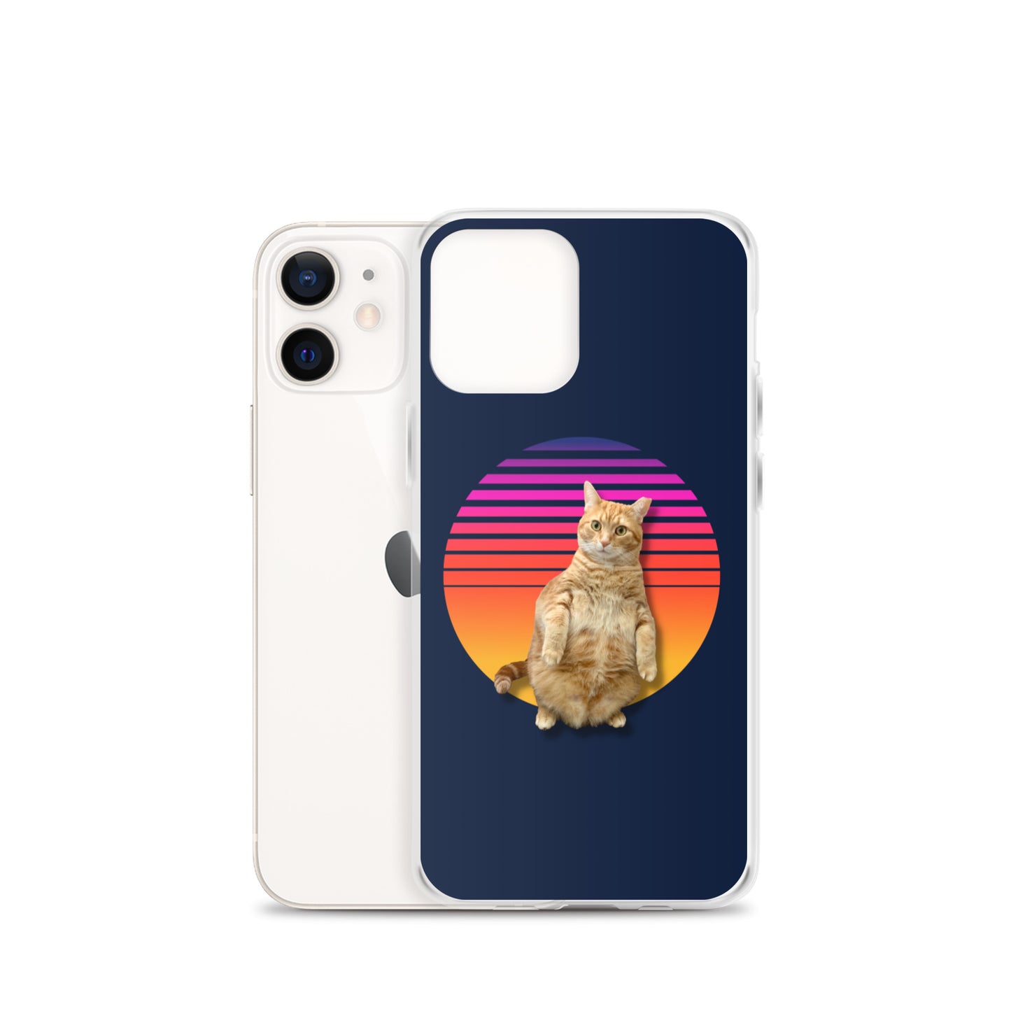 Retro Sunset iPhone Case - Standing Orange Cat