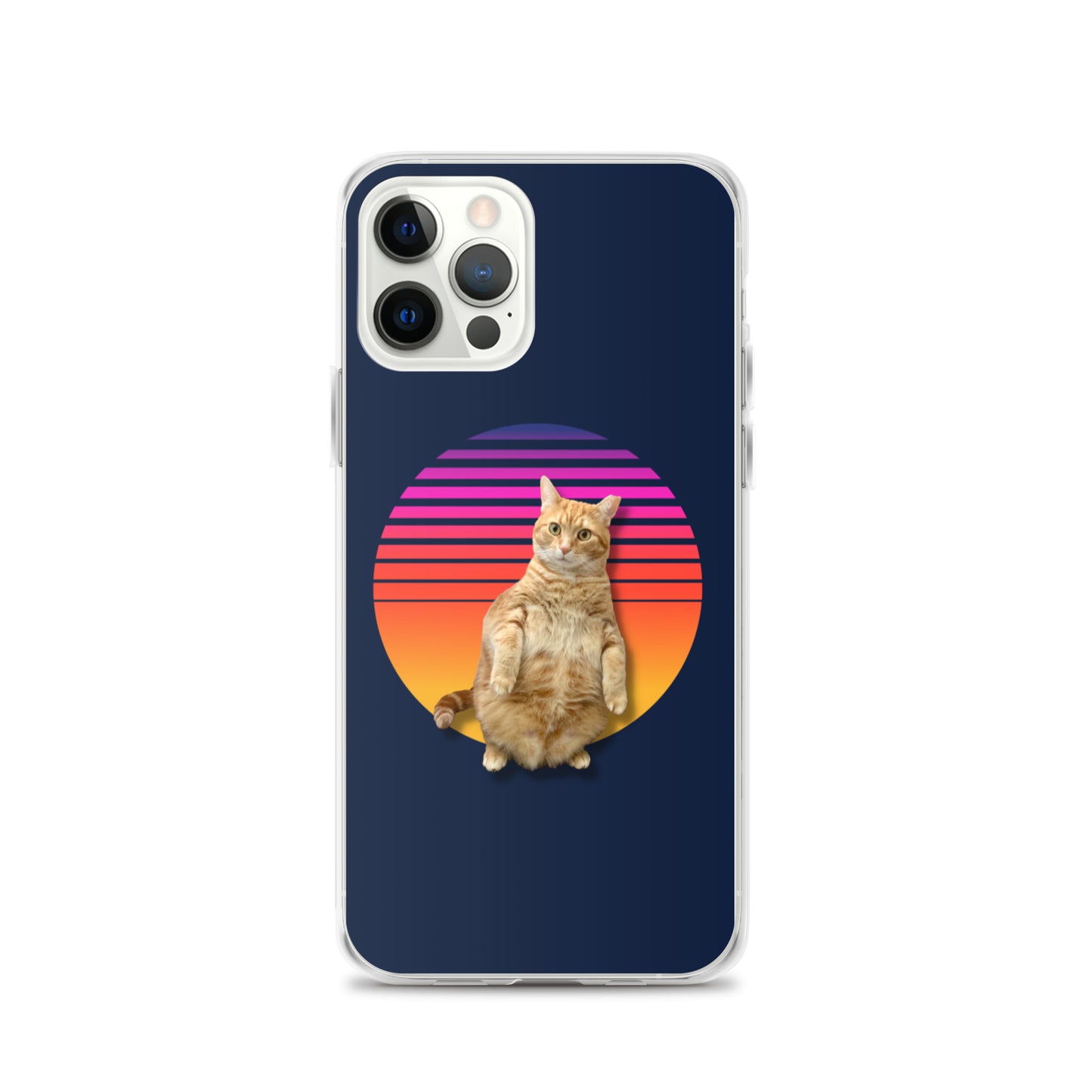 Retro Sunset iPhone Case - Standing Orange Cat