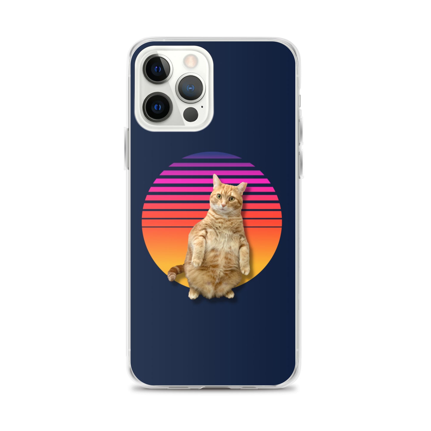 Retro Sunset iPhone Case - Standing Orange Cat