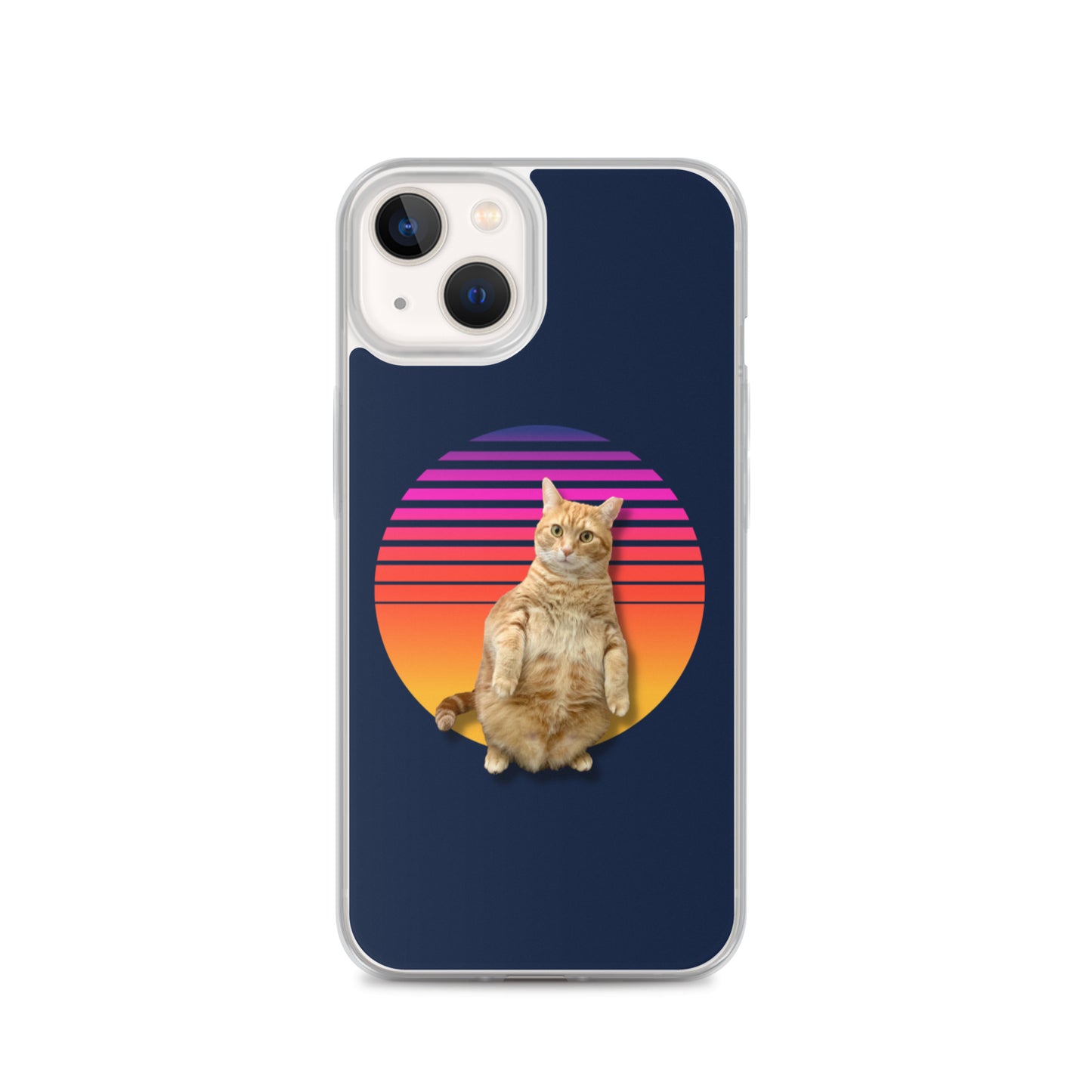 Retro Sunset iPhone Case - Standing Orange Cat