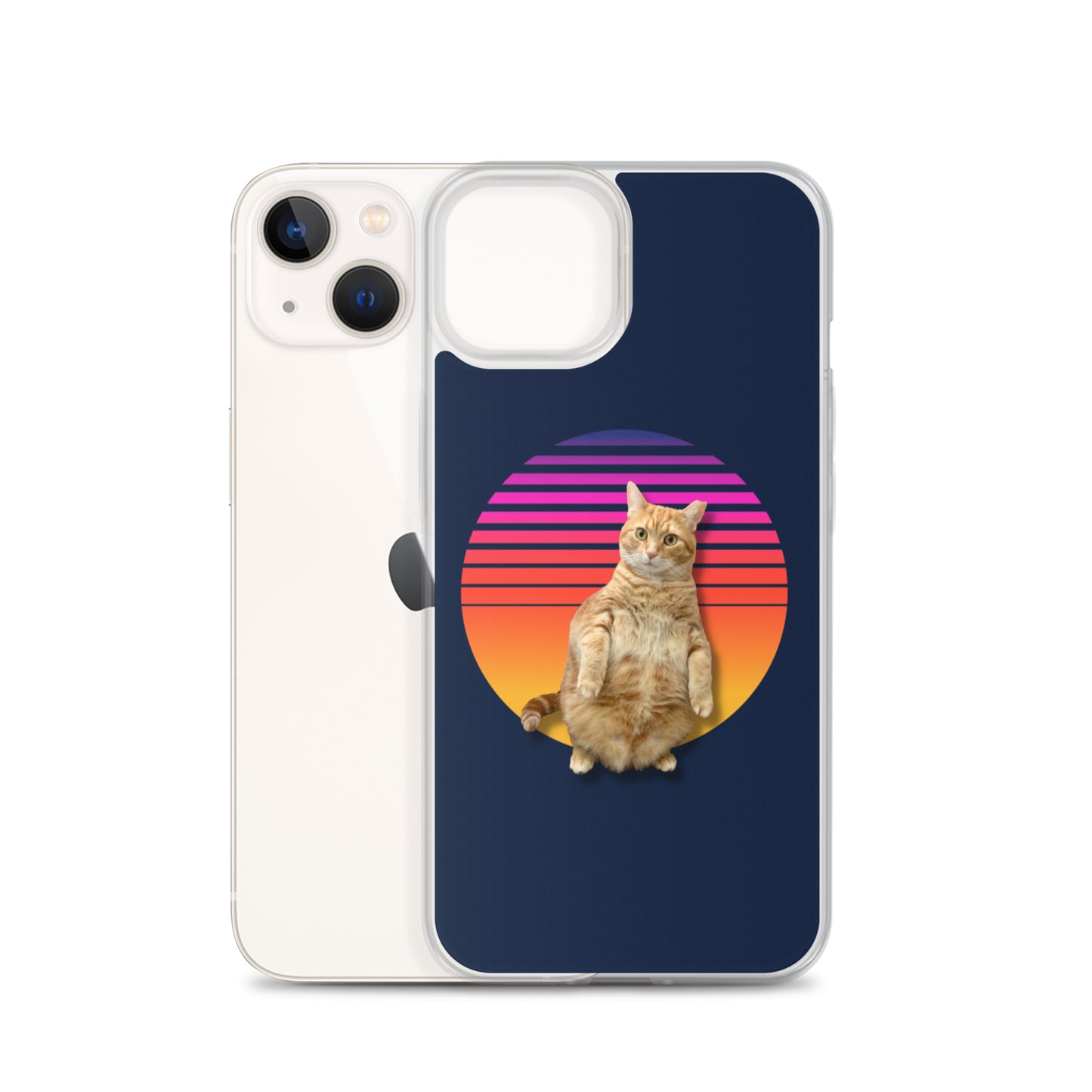 Retro Sunset iPhone Case - Standing Orange Cat