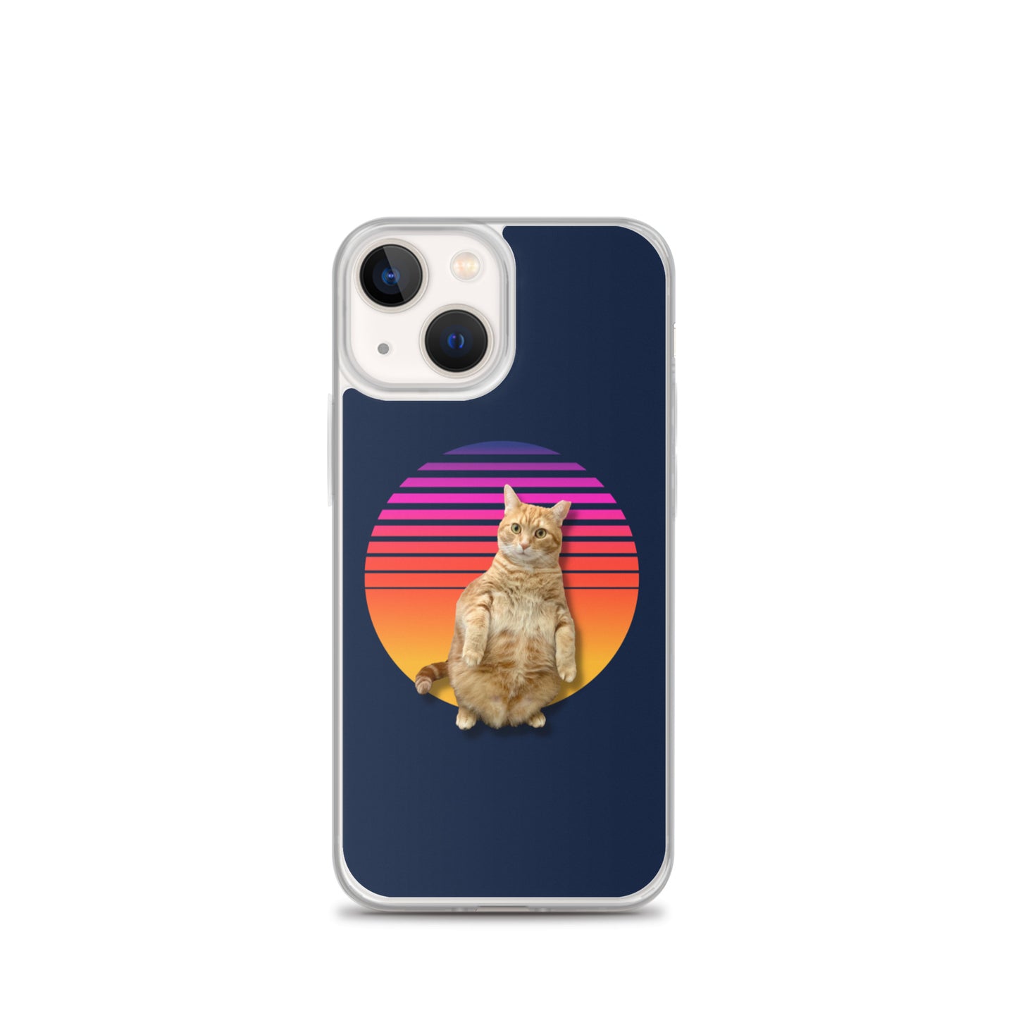 Retro Sunset iPhone Case - Standing Orange Cat