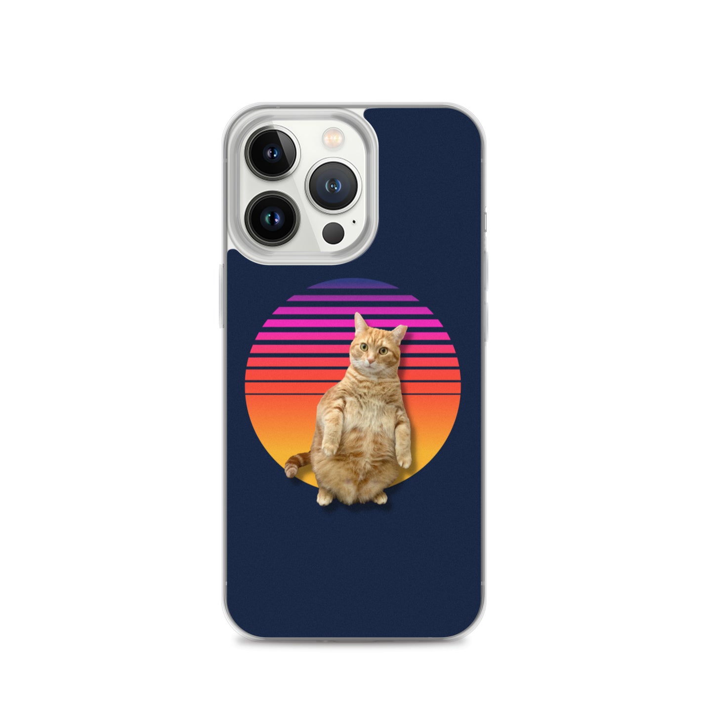 Retro Sunset iPhone Case - Standing Orange Cat