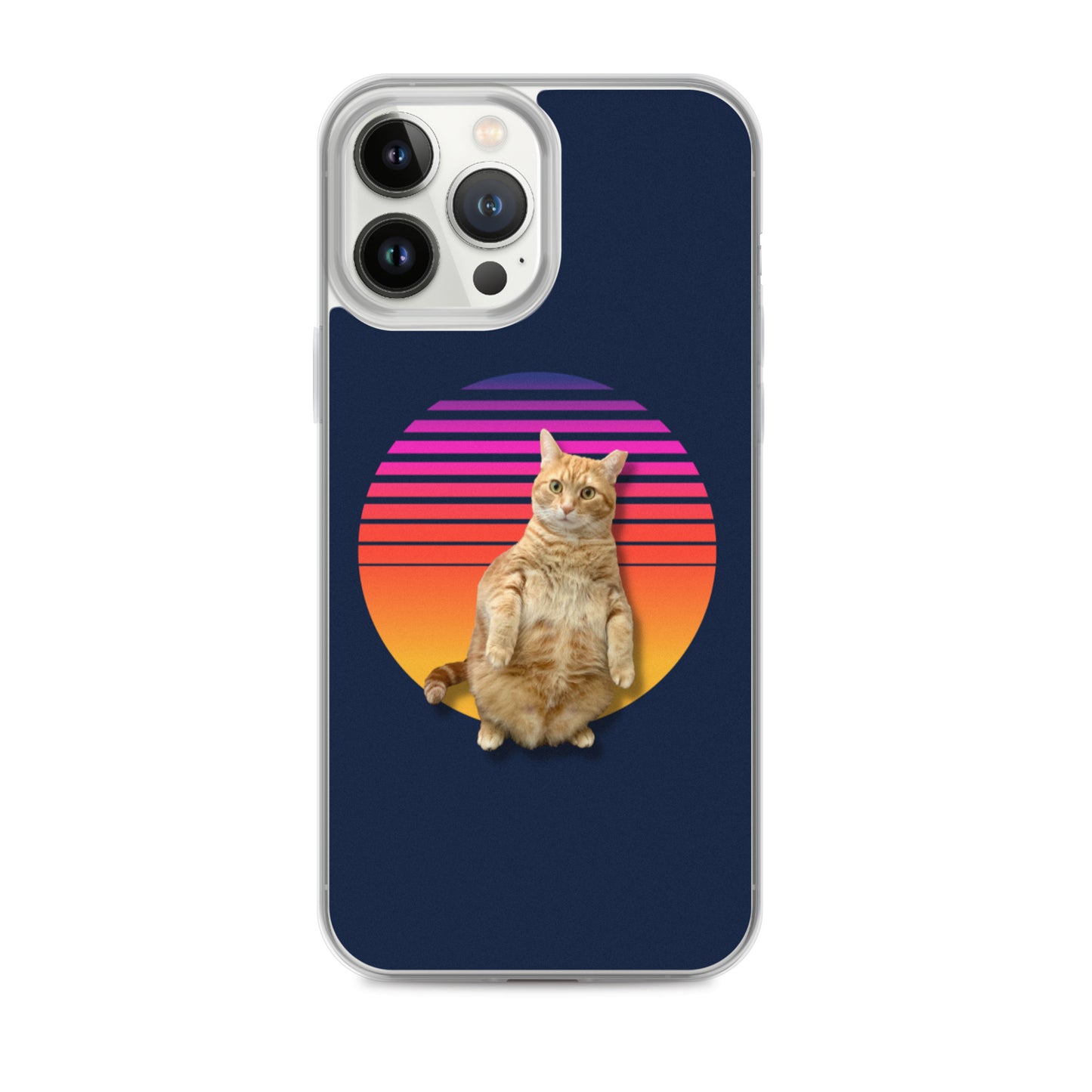 Retro Sunset iPhone Case - Standing Orange Cat