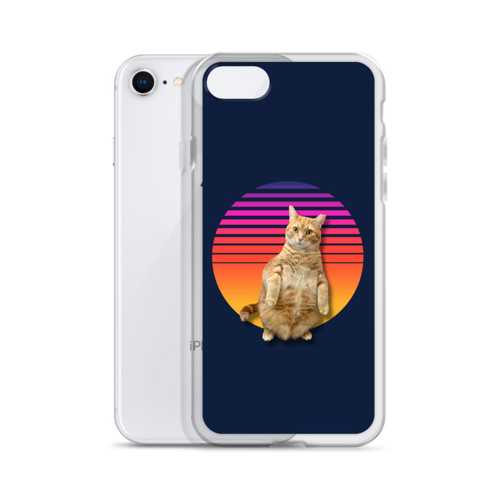 Retro Sunset iPhone Case - Standing Orange Cat