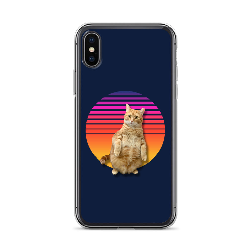 Retro Sunset iPhone Case - Standing Orange Cat