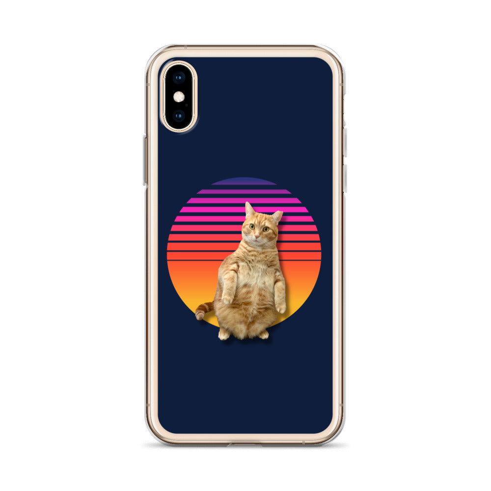 Retro Sunset iPhone Case - Standing Orange Cat