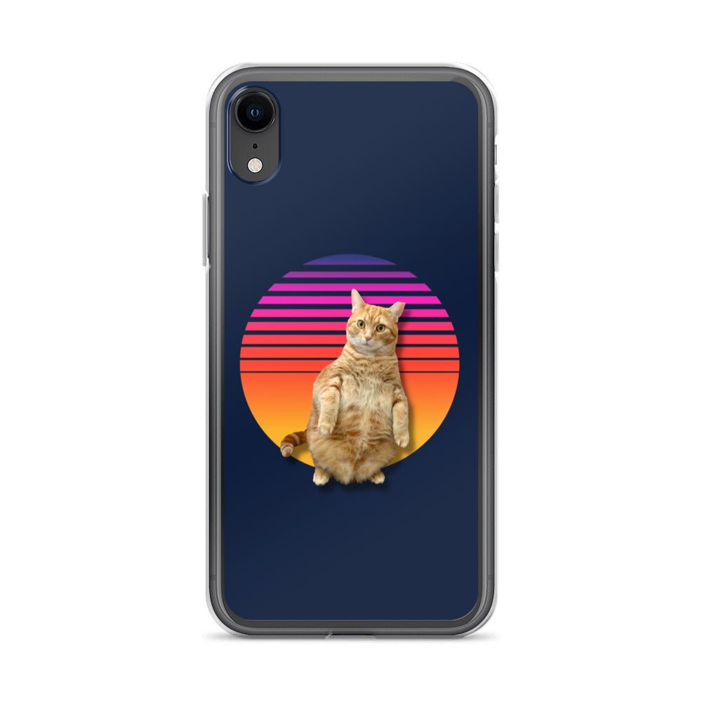 Retro Sunset iPhone Case - Standing Orange Cat