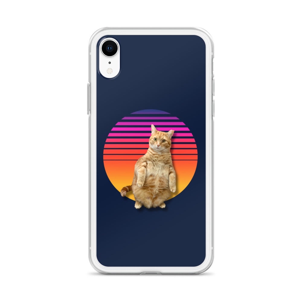 Retro Sunset iPhone Case - Standing Orange Cat