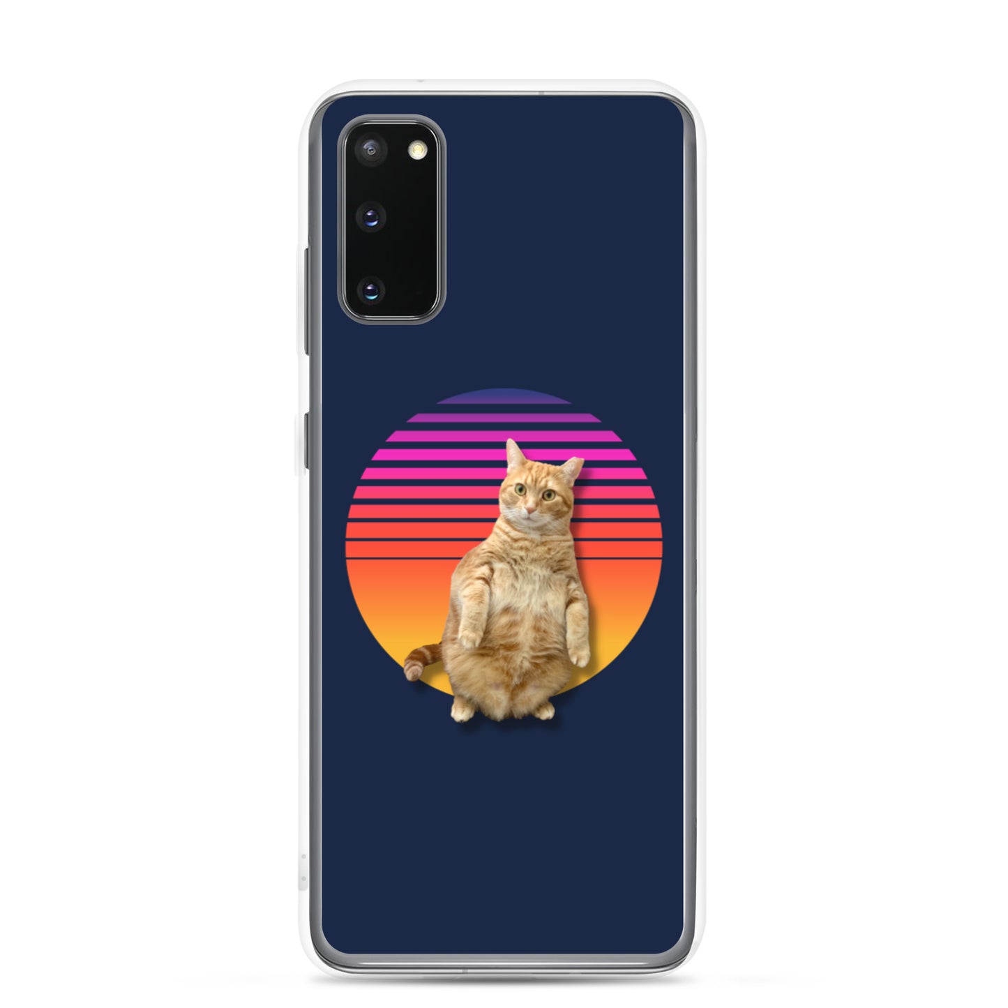 Retro Sunset Samsung Case - Standing Orange Cat