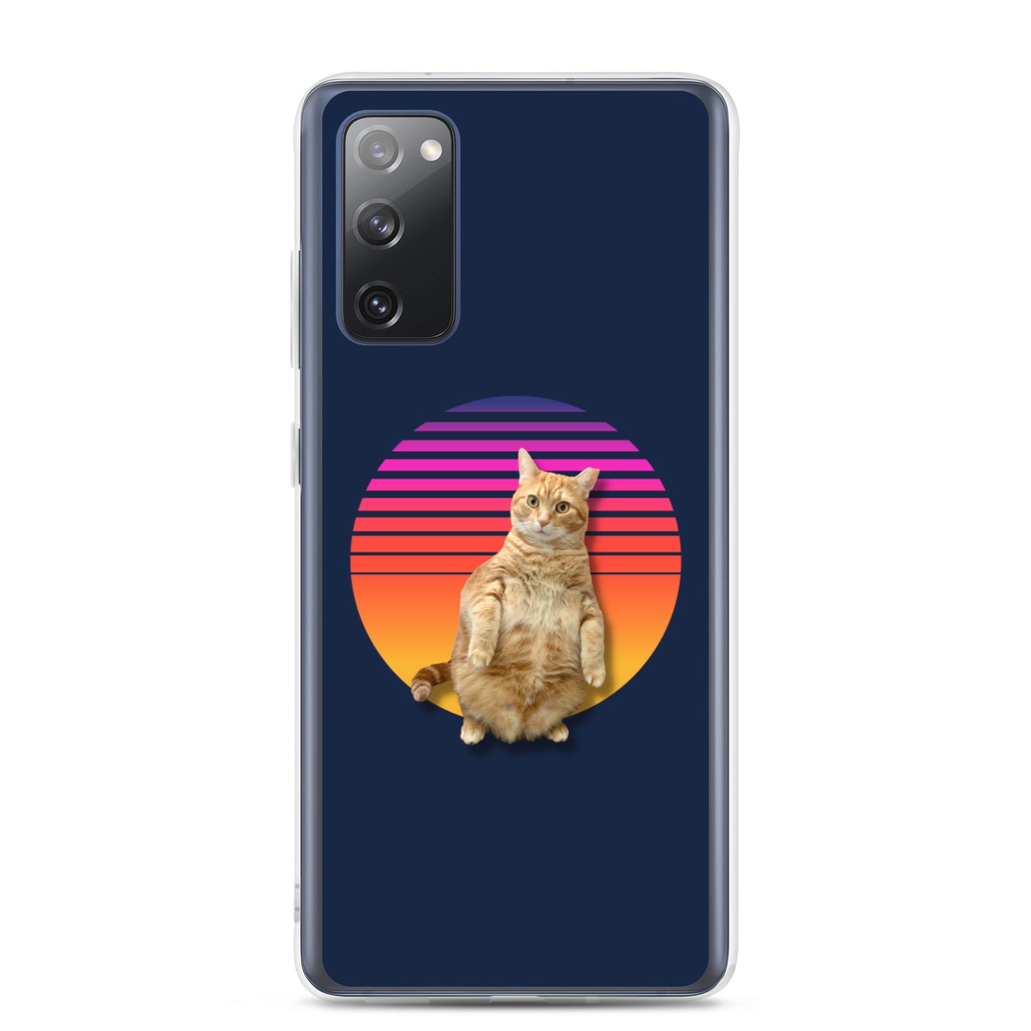 Retro Sunset Samsung Case - Standing Orange Cat