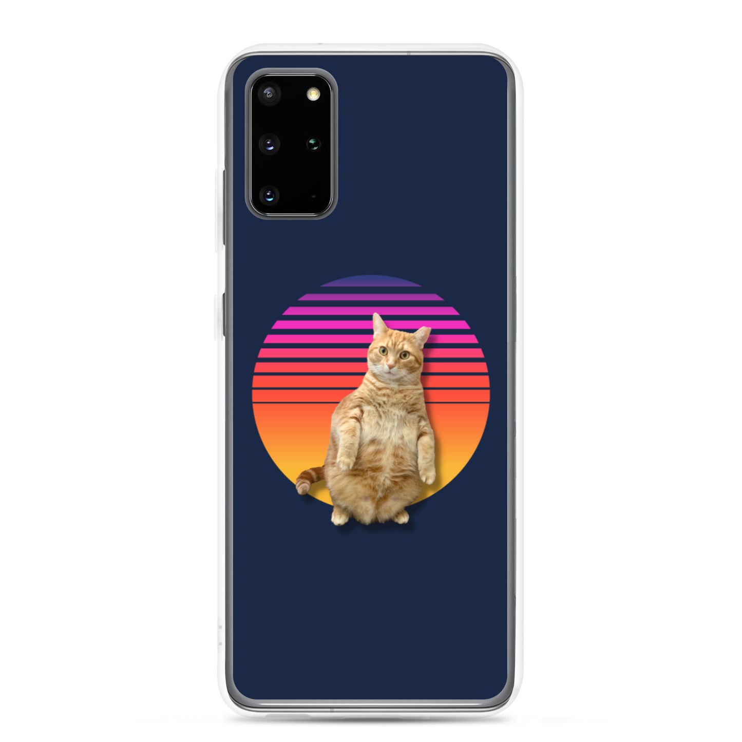 Retro Sunset Samsung Case - Standing Orange Cat