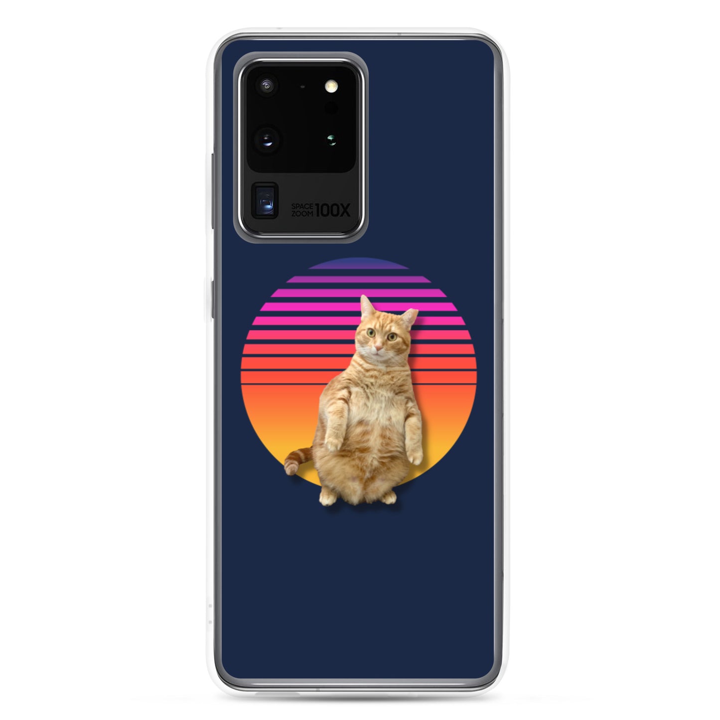 Retro Sunset Samsung Case - Standing Orange Cat