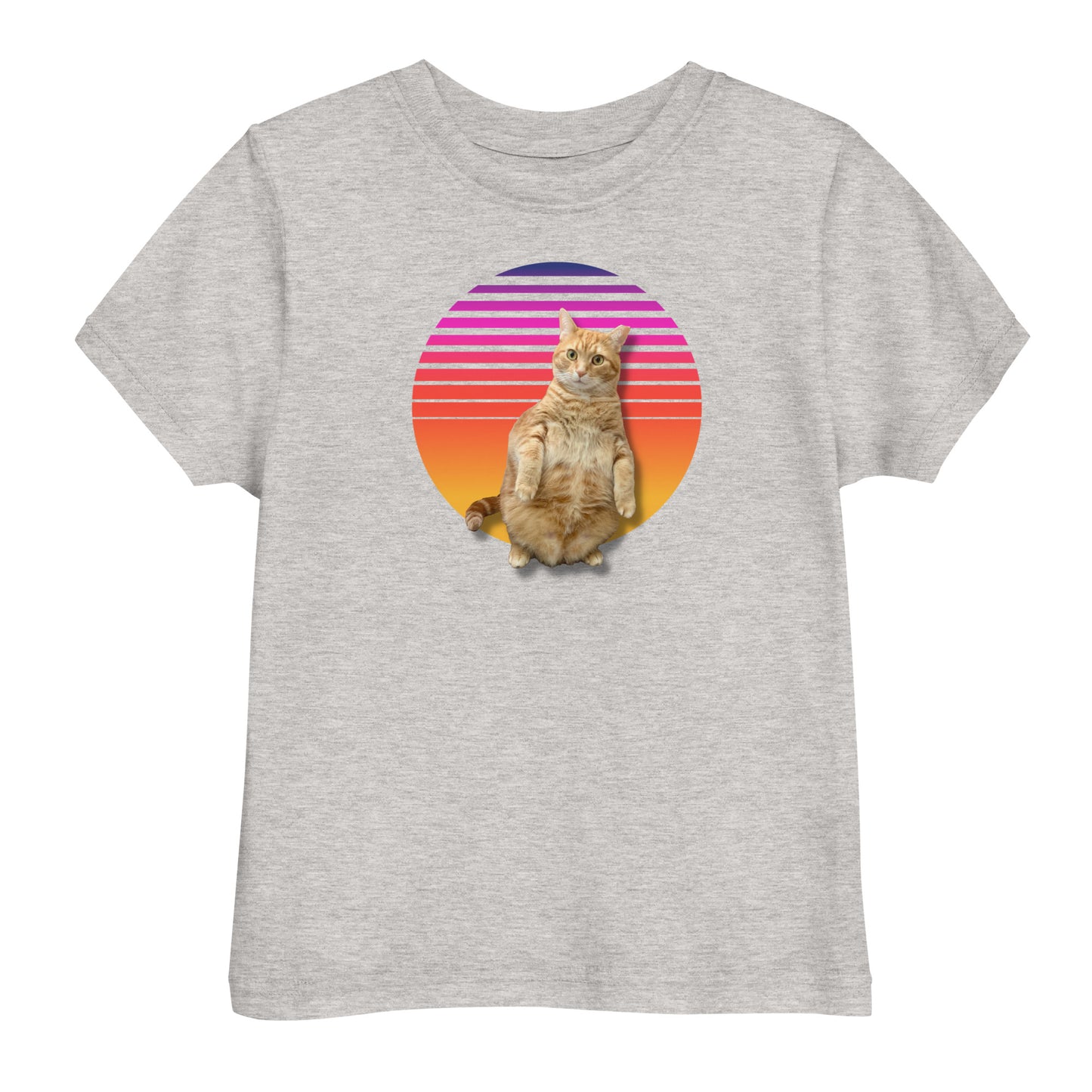 Retro Sunset Toddler jersey t-shirt - Standing Orange Cat