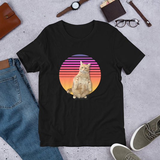 Standing Orange Cat - Retro Sunset Unisex T-shirt