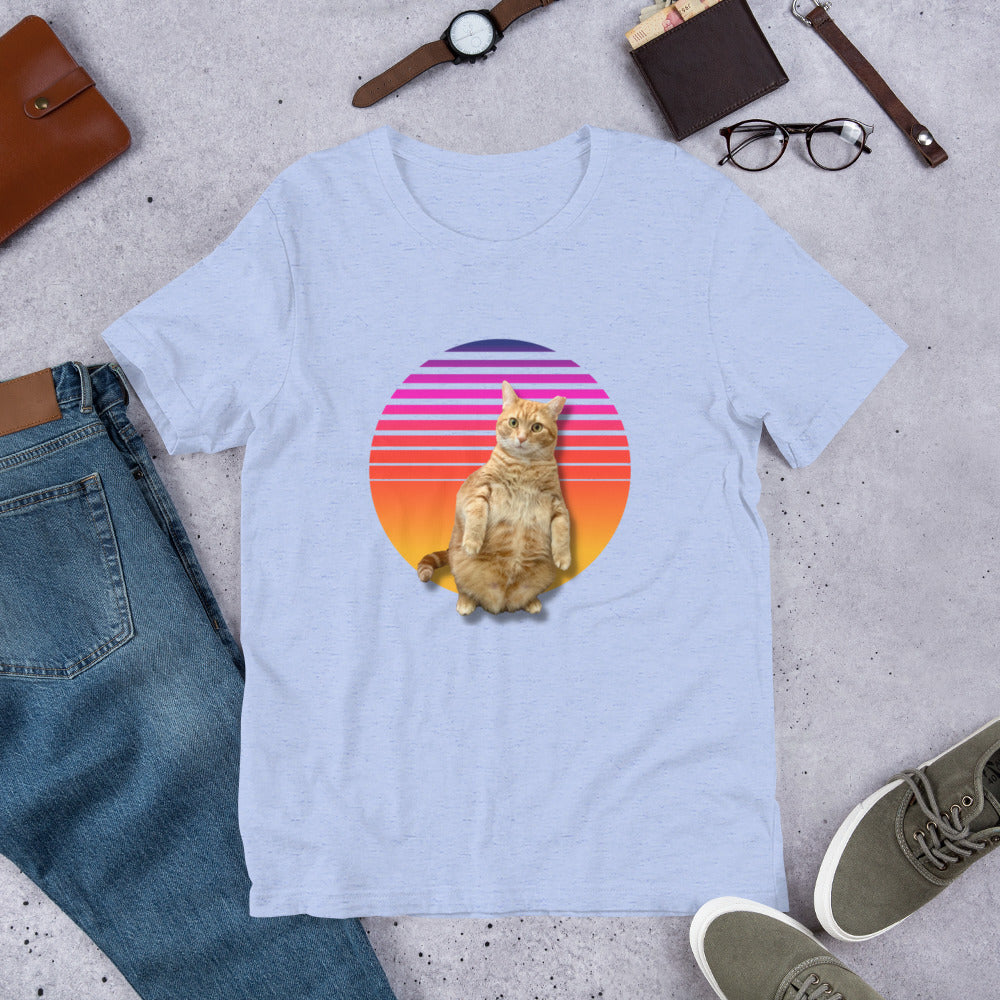 Standing Orange Cat - Retro Sunset Unisex T-shirt