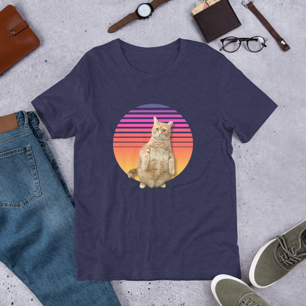 Standing Orange Cat - Retro Sunset Unisex T-shirt