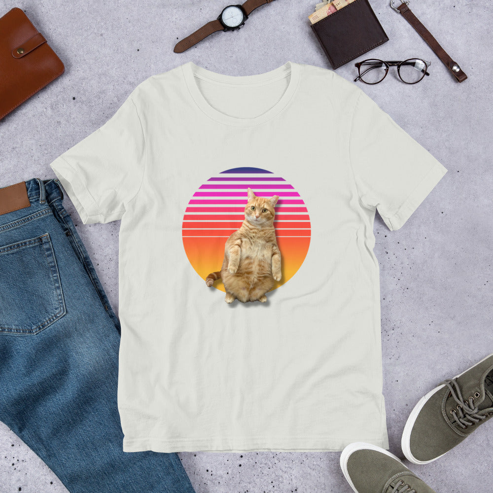 Standing Orange Cat - Retro Sunset Unisex T-shirt