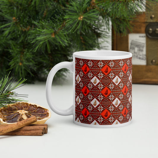 Plaid Orange Cat Mug - Maroon (two sizes available!)